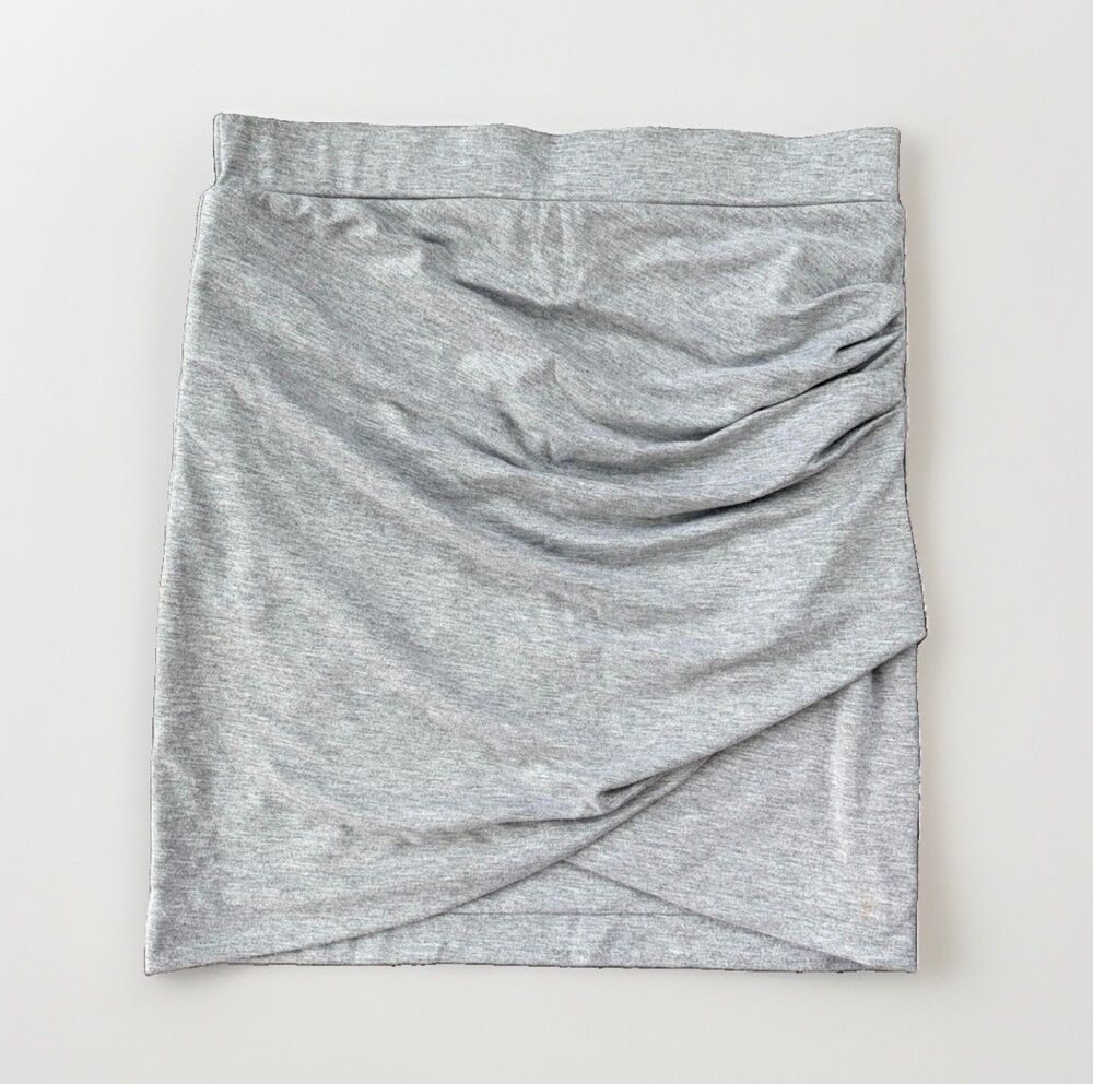 By The Way Revolve Heather Gray Knit Mini Skirt Stretch Size S Ruched